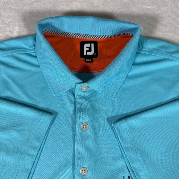 Footjoy Polo Shirt Men Size XXL Blue Short Sleeve Embroidered LACANA Golf FJ GUC - Picture 2 of 13